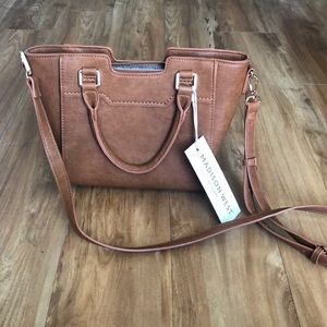 Faux Leather Crossbody Satchel Handbag